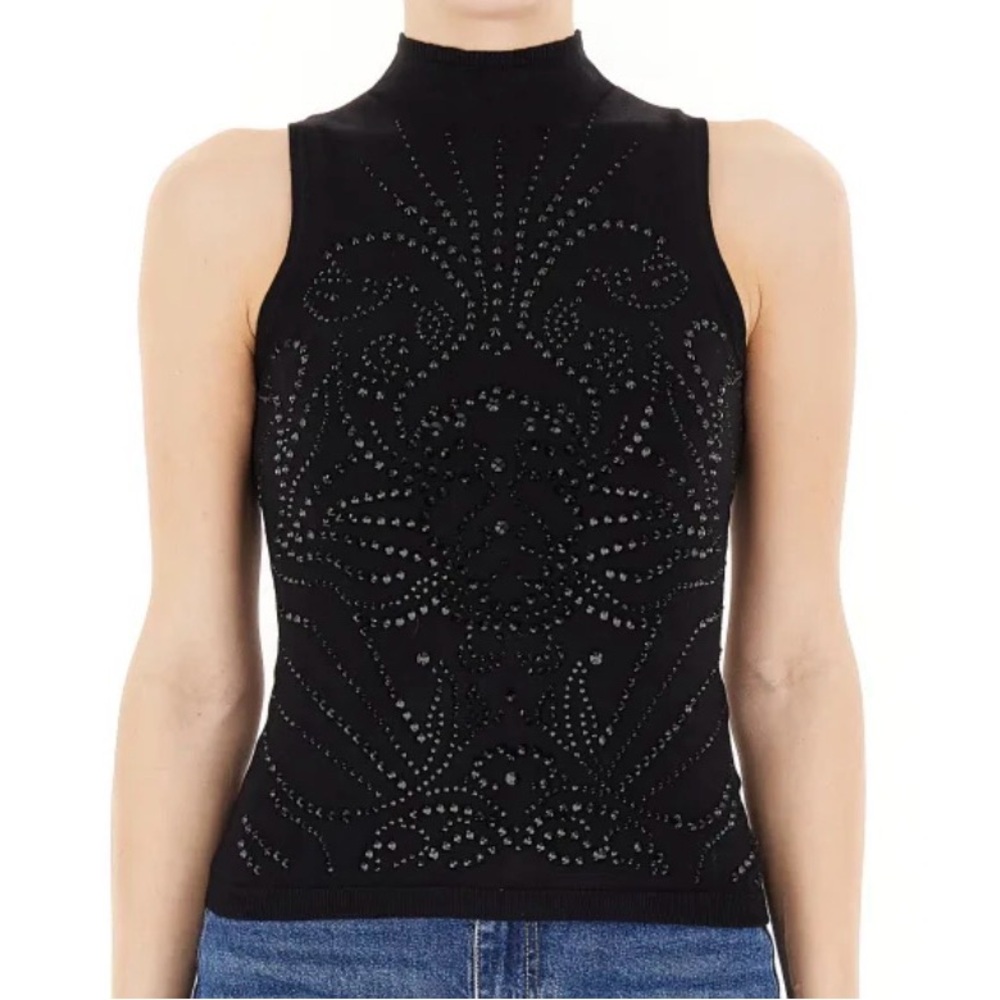 New Guess Calista Rhinestone Knit Top. Medium